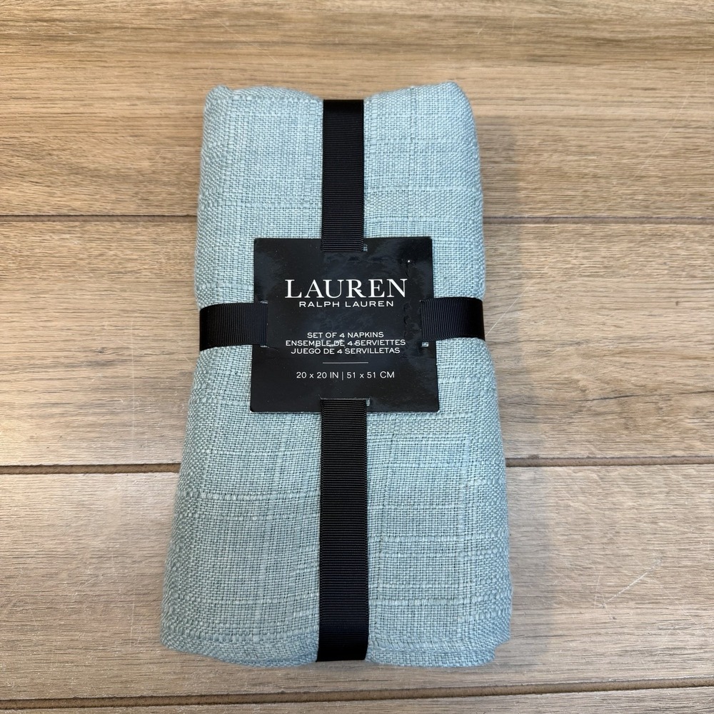 Ralph Lauren 4 Pc Napkin Set Holland Jade Green 20 x 20 Dobby Textured NEW